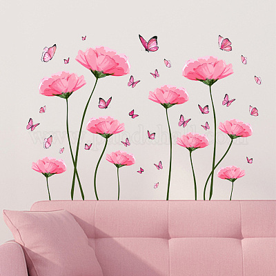 Flower Girl Butterfly Flower Art Kids Girl Bedroom Decor Wall Sticker DIY  Decals