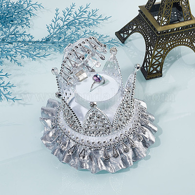 Boîtes à bagues en plastique strass&nbsp;CON-WH0086-142-1
