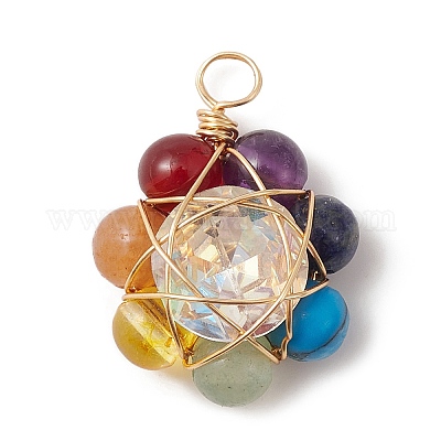 Wholesale 7 Chakra Gemstone Flower Pendants 