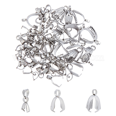 20pcs Stainless Steel Charms Pendant Clip Clasps Pinch Bail Clip for Necklace  Pendant Connector DIY Jewelry