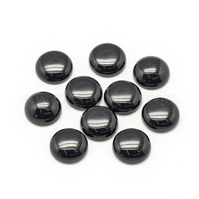 Synthetische schwarze Steincabochons&nbsp;G-R416-8mm-46-1-1