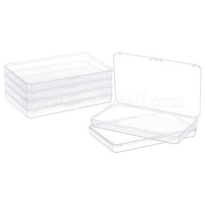 BENECREAT 6 Packs 7.5x4.5x0.6 Inch Large Clear Plastic Box Organizer  Retangle Storage Box for Extra Face Masks, Photos, Cards