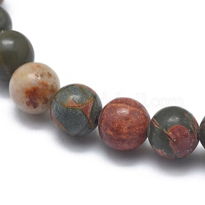 Braccialetti elasticizzati con perline di diaspro policromo naturale/pietra di picasso/diaspro picasso&nbsp;BJEW-K212-C-001-1