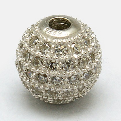 Runde 925 Sterling Silber Perlen STER-O021-01S-6mm-1