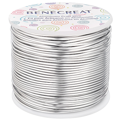 BENECREAT 15 Gauge (1.5mm) Aluminum Wire 68m (220FT) Anodized Jewelry Craft Making Beading Floral Colored Aluminum Craft Wire - Silver AW-BC0001-1.5mm-02-1