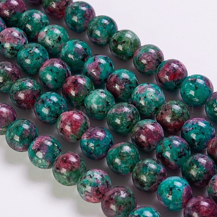 Rubí sintético en hilos de perlas de zoisita G-K254-05-12mm-1