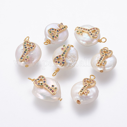 Colgantes naturales de perlas cultivadas de agua dulce PEAR-L027-13B-1