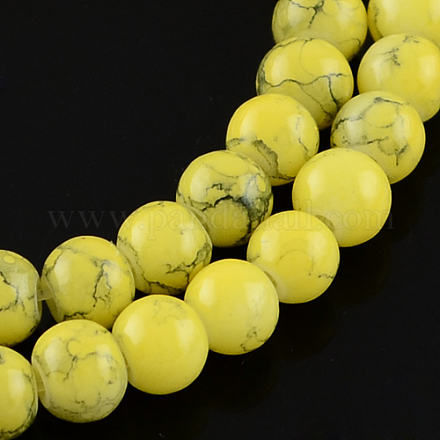 Spray Painted Glass Round Beads Strands X-DGLA-R004-6mm-20-1