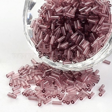 Transparent Colours Round Hole Glass Bugle Beads SEED-I001-16-1