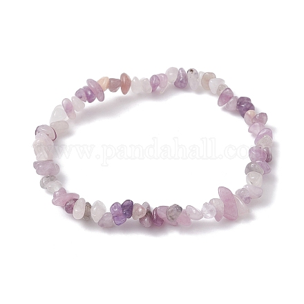 Bracelets extensibles en perles de jade lilas naturel pour femmes BJEW-JB10046-08-1