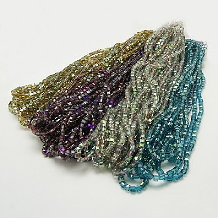 Chapelets de perles en verre électroplaqué EGLA-D018-8x8mm-M3-1