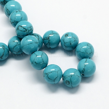 Chapelets de perles en turquoise synthétique teintée TURQ-R032-8mm-XSS09-1