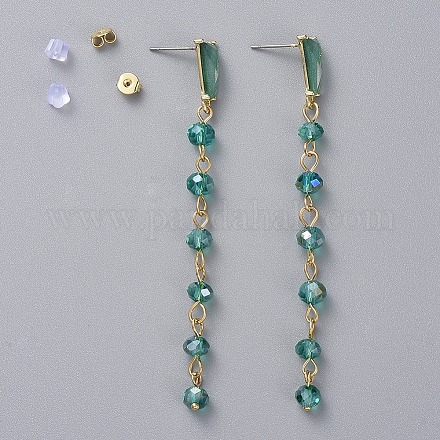 Electroplate Glass Dangle Stud Earrings EJEW-JE04017-02-1