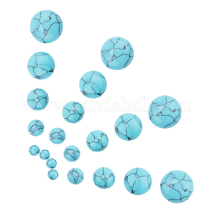 SUNNYCLUE 1 Box 100Pcs 5 Sizes Round Stone Cabochons Flatbacks Synthetic Turquoise Gemstone Cabochon Beads 4mm/6mm/8mm/10mm/12mm for DIY Jewelry Making Dome Cameos TURQ-SC0001-03-1