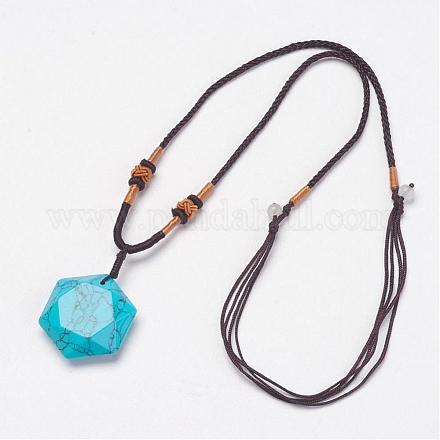 Synthetic Turquoise Pendant Necklaces NJEW-P157-09-1