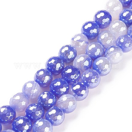 Perline rotonde di agata blu naturale elettrolitica G-P447-A01-01-1