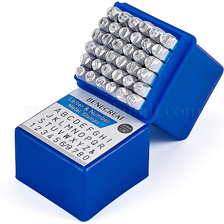 BENECREAT 36PCS 4mm Letter and Number Metal Stamp Set Matte Carbon Steel Punch Stamp with A-Z AJEW-BC0005-47-1
