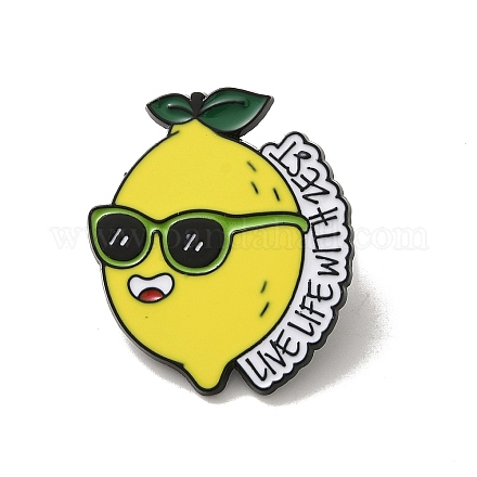 Funny Lemon LIVE LIFE WITH ZEST Zinc Alloy Brooches JEWB-Z020-01A-1
