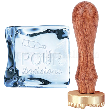 CRASPIRE Pour Decisions Ice Stamp Ice Cube Stamp Ice Branding Stamp with Removable Brass Head & Wood Handle Vintage Ice Stamp for DIY Crafting Cocktail Whiskey Mojito Drinks Bar Making DIY-CP0007-84K-1