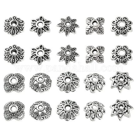 200 pièces 10 styles capuchons de perles en alliage de style tibétain TIBE-CJ0001-22-1