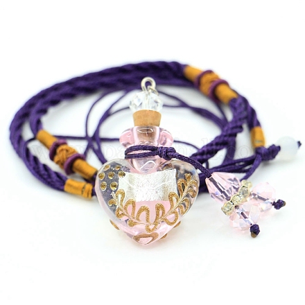 Collar con colgante de botella de esencia de perfume hecho a mano con forma de corazón de estilo barroco PW-WG42346-07-1