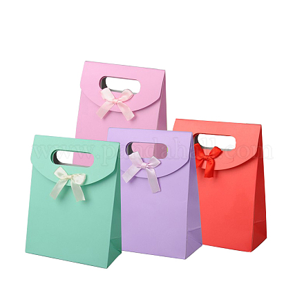 Bolsas de regalo de papel con diseño bowknot de la cinta CARB-BP024-M-1