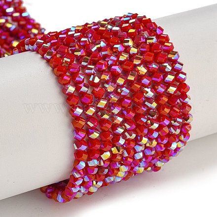 Chapelets de perles en verre électroplaqué&nbsp;GLAA-Q105-04N-1