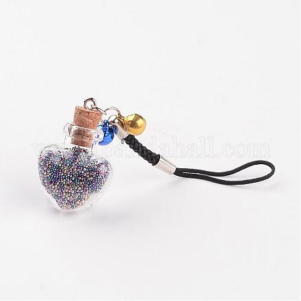 Heart Glass Bottle with Glass Caviar Nail Beads inside Phone Mobile Accessories HJEW-JM00188-01-1