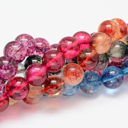 Dyed Round Natural Crackle Quartz Beads Strands G-K084-14mm-MB-1
