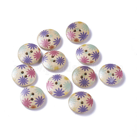 Painted 2-hole Sewing Button with Lovely Broken Flowers NNA0Z27-1