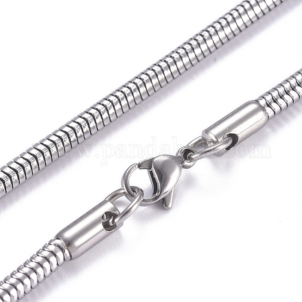 304 colliers de chaînes serpent rond en acier inoxydable NJEW-G340-02P-1