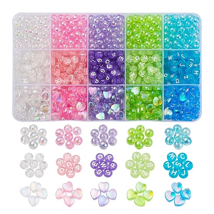 800Pcs 3 Style 5 Colors Transparent Acrylic Beads TACR-YW0001-45-1