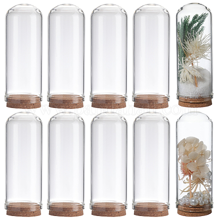 SUNNYCLUE 10Pcs 2.76 inch Glass Display Dome Cloche Glass Display Bell Jar Mini Glass Bottles Dome Display Dome with Cork Base Display Case for Flower Storage Christmas Party Favor Gift Home Decor AJEW-SC0001-55C-1