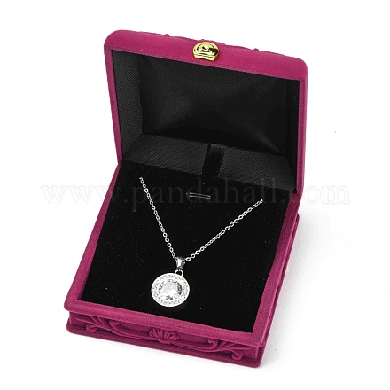 Boîtes à bijoux en velours motif fleur rose VBOX-O003-04-1