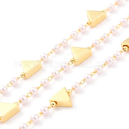 Cadenas de perlas de imitación de plástico ccb hechas a mano de 3.28 pie X-CHC-I038-22G-1