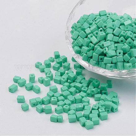 Perles de rocaille cubes en verre de couleur opaque SEED-R026-A03-1