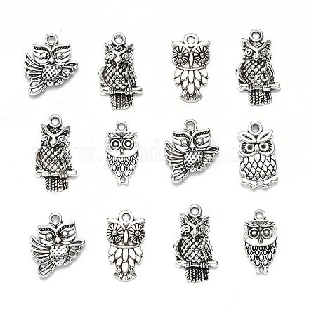 Tibetan Style Alloy Owl Pendants TIBEP-X0002-02-AS-1