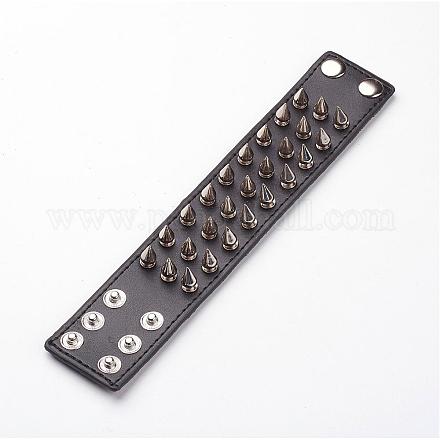 Punk Rock Style Cowhide Leather Rivet Bracelets BJEW-D438-14-1
