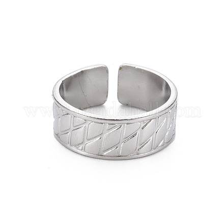 304 anello per polsino aperto da donna a fascia larga scanalato in acciaio inossidabile RJEW-N038-046P-1