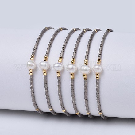 Bracelets réglables de perles tressées avec cordon en nylon BJEW-P256-B01-1