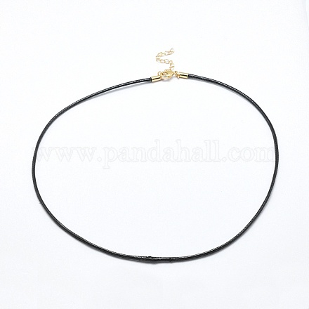 ワックスポリエステルコードネックレス作り  真鍮パーツ  長持ちメッキ  ブラック  ゴールドカラー  19.09''（48.5センチメートル） MAK-P010-12G-1