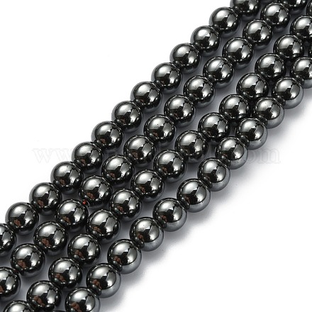 Chapelets de perles en hématite synthétique sans magnétiques G-H1624-8mm-2-1