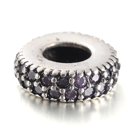Antique Silver Plated Thai 925 Sterling Silver Micro Pave Cubic Zirconia Bead Spacers CPDL-E037-26D-1