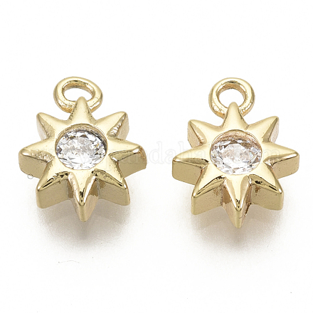 Brass Micro Pave Cubic Zirconia Charms KK-R136-055-NF-1