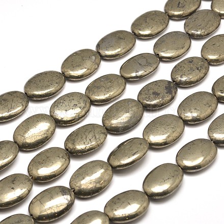 Oval Natural Pyrite Beads Strands G-I126-19-20x15mm-1