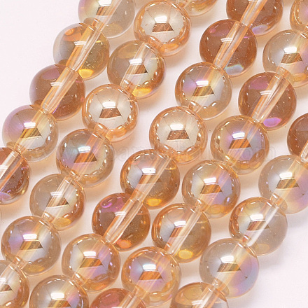 Chapelets de perles en verre électroplaqué GLAA-G051-12mm-A01-1