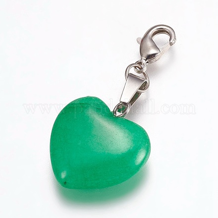 Coeur pendentif de jade malaisie naturelle décorations HJEW-PH01132-15-1