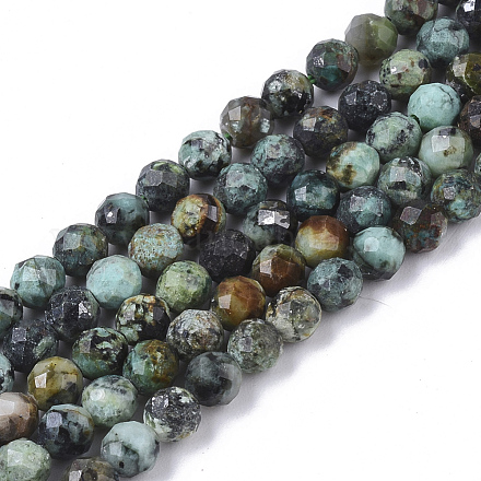 Brins de perles turquoises africaines naturelles (jaspe) G-S361-4mm-002-1