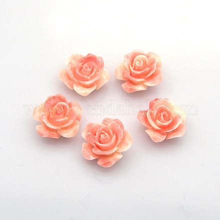 Rosa abalorios de resina de flores RESI-E005-02-14mm-1