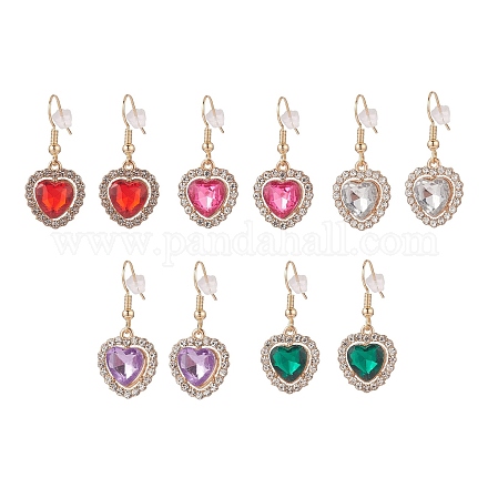 Alloy Rhinestone Heart Dangle Earrings EJEW-JE05149-1